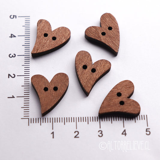 10 Botones de Madera Corazón Feliz - Altorrelieve.cl