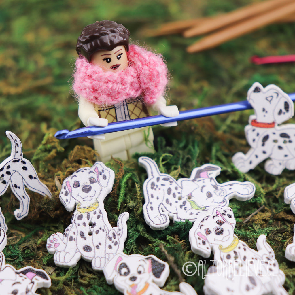 10 Botones de Madera Perrito Dálmata