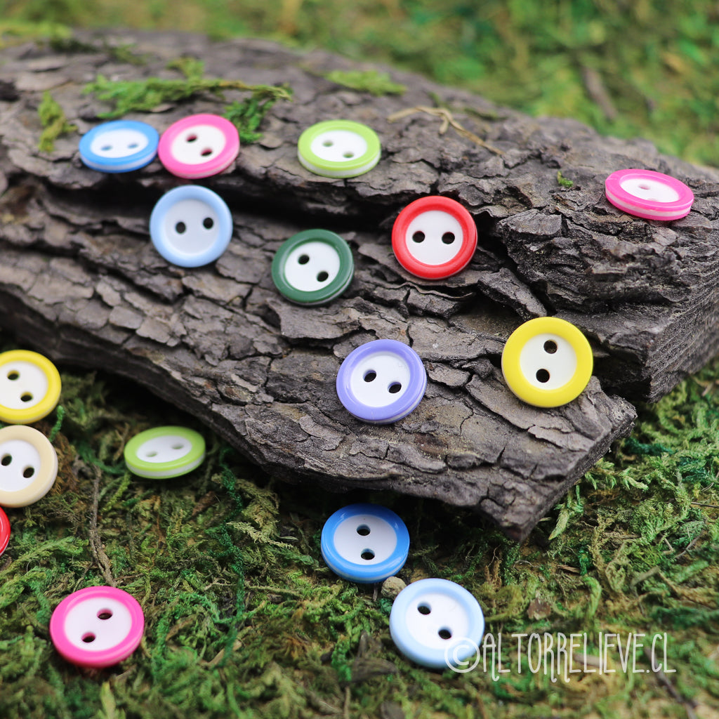 10 Botones Circular Resina Bicolor 11mm 2perf