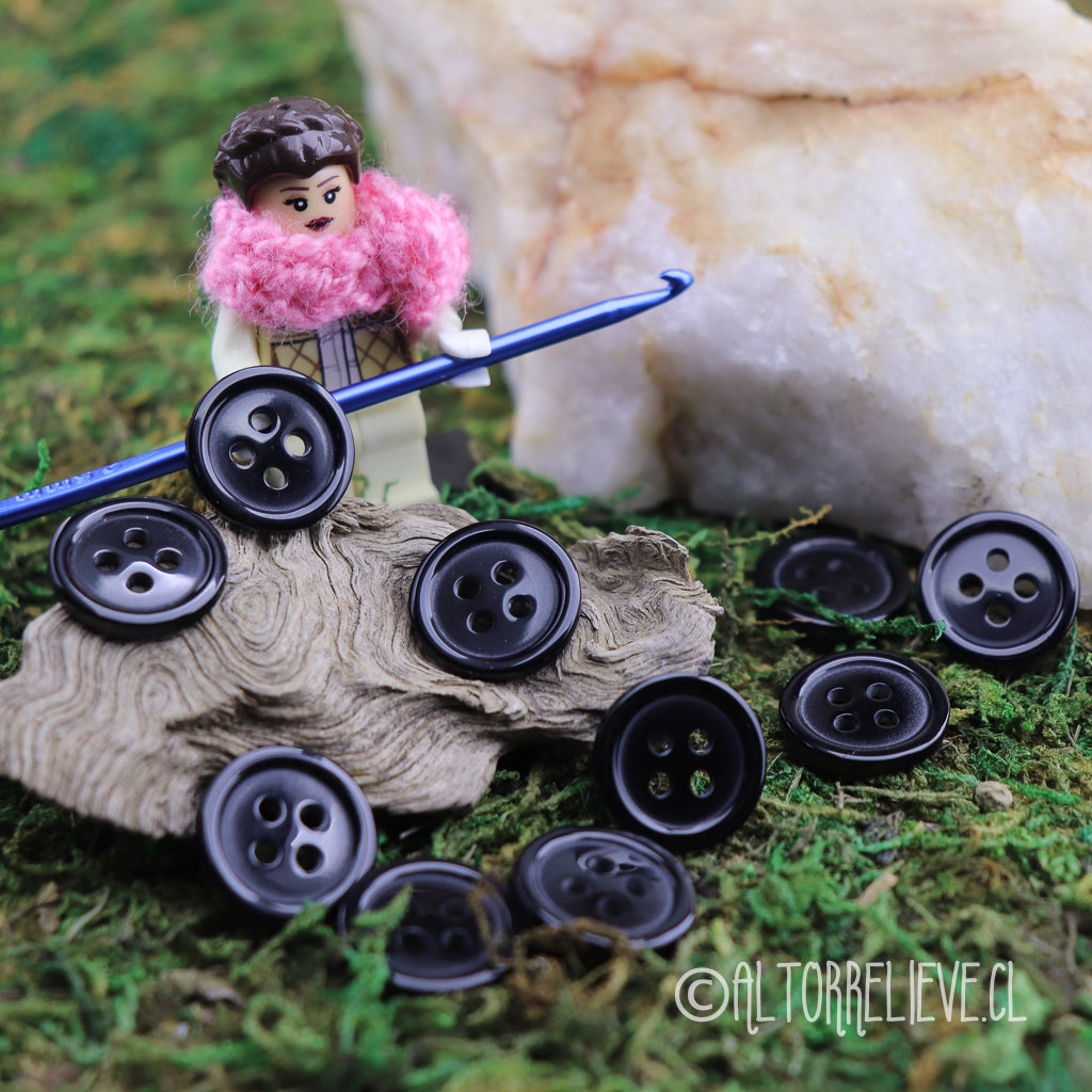 10 Botones Negros 15mm