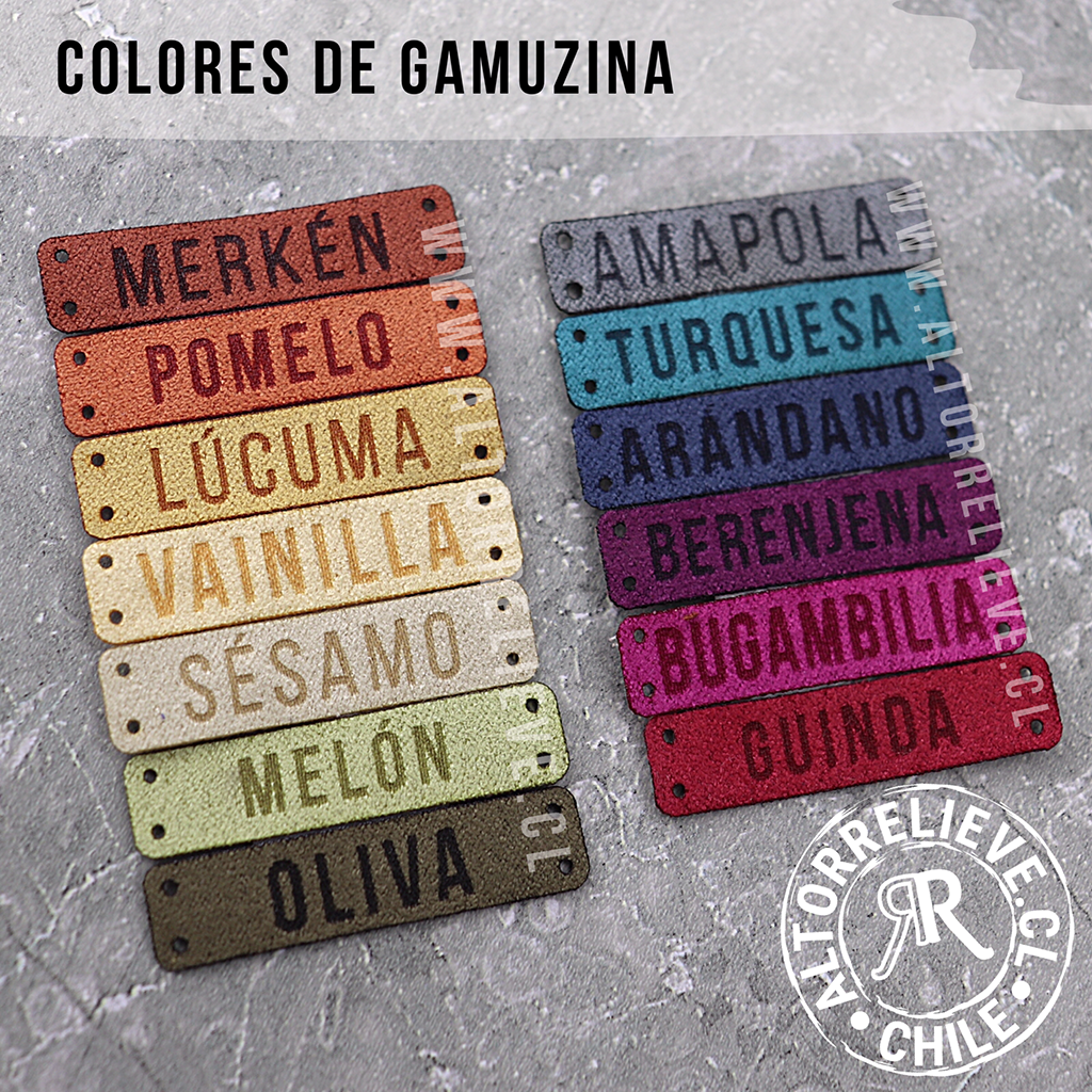 100 Etiquetas Gamuzina Ovalada 2,5x1,2cm - Etiquetas Gamuzina - Altorrelieve Diseño