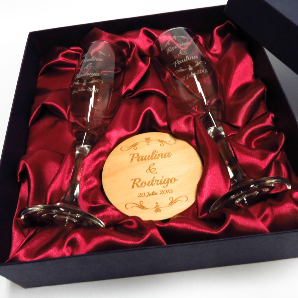 Set de Copas de Novios Personalizadas - Matrimonio - Altorrelieve Diseño
