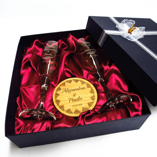 Set de Copas de Novios Personalizadas - Matrimonio - Altorrelieve Diseño