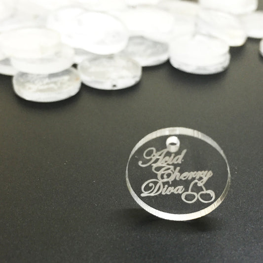 100 Etiquetas Acrílico Circular - Una Perforación - Etiquetas Acrílico - Altorrelieve Diseño