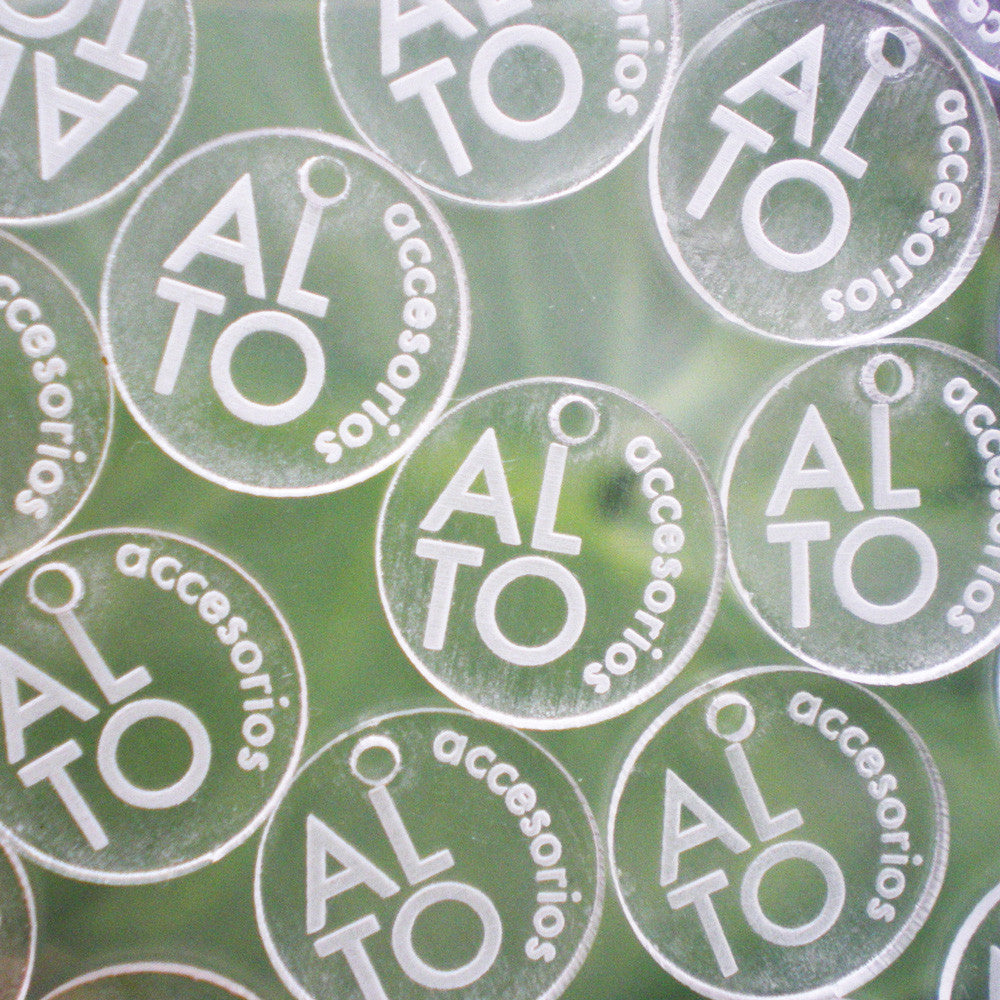 100 Etiquetas Acrílico Circular - Una Perforación - Etiquetas Acrílico - Altorrelieve Diseño