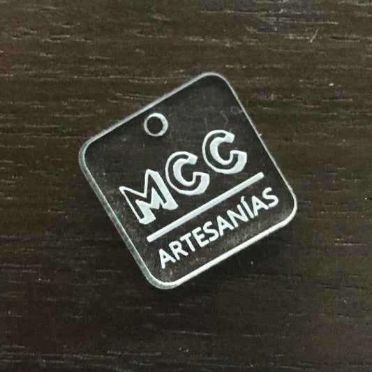 100 Etiquetas Acrílico Cuadrada - Una Perforación - Etiquetas Acrílico - Altorrelieve Diseño