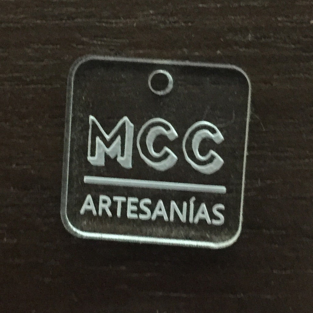 100 Etiquetas Acrílico Cuadrada - Una Perforación - Etiquetas Acrílico - Altorrelieve Diseño