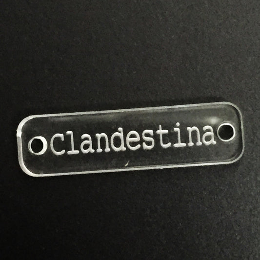 100 Etiquetas Acrílico Larga Rectangular - Dos Perforaciones - Etiquetas Acrílico - Altorrelieve Diseño