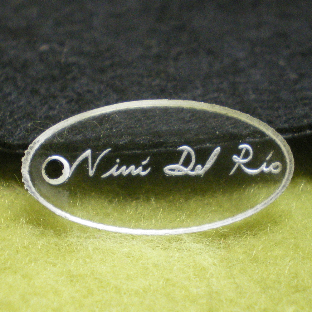 100 Etiquetas Acrílico Ovalada - Una Perforación - Etiquetas Acrílico - Altorrelieve Diseño