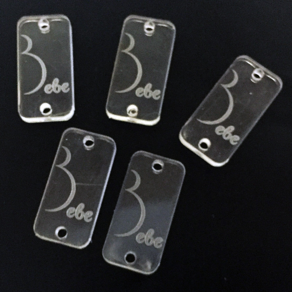 100 Etiquetas Acrílico Rectangular - Dos Perforaciones - Etiquetas Acrílico - Altorrelieve Diseño