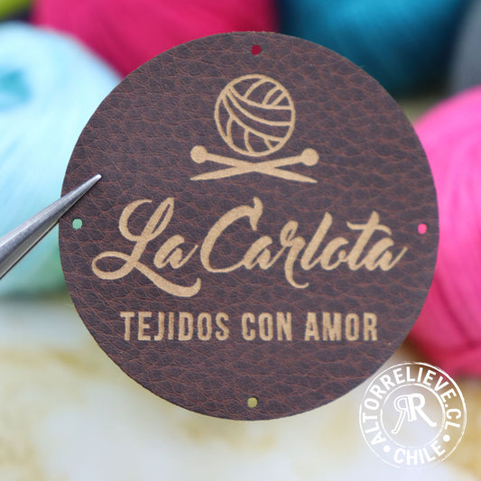 50/100 Etiquetas EcoCuero Circular 5x5cm - Etiquetas EcoCuero - Altorrelieve Diseño