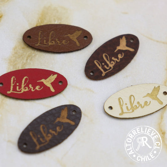 100 Etiquetas EcoCuero Ovalada 2,5x1,2cm - Etiquetas EcoCuero - Altorrelieve Diseño