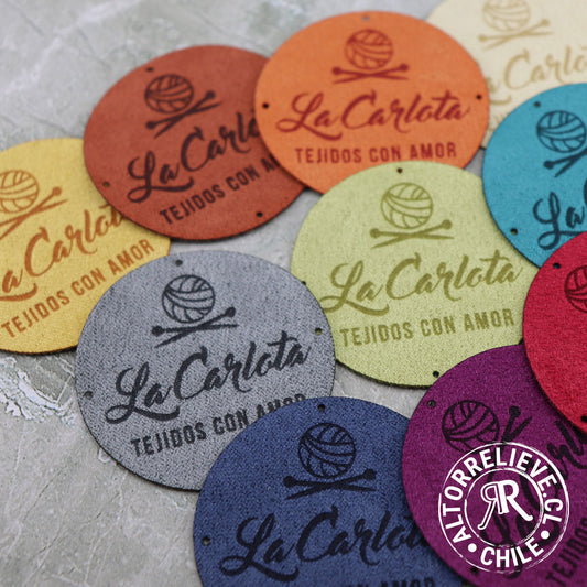 50/100 Etiquetas Gamuzina Circular 5x5cm - Etiquetas Gamuzina - Altorrelieve Diseño