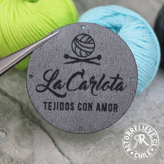 50/100 Etiquetas Gamuzina Circular 5x5cm - Etiquetas Gamuzina - Altorrelieve Diseño