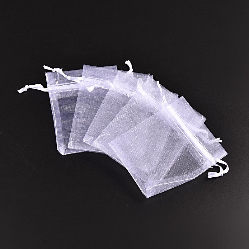 Set de 10 Bolsas de Organza Color Blanco - Bolsa Organza - Altorrelieve Diseño