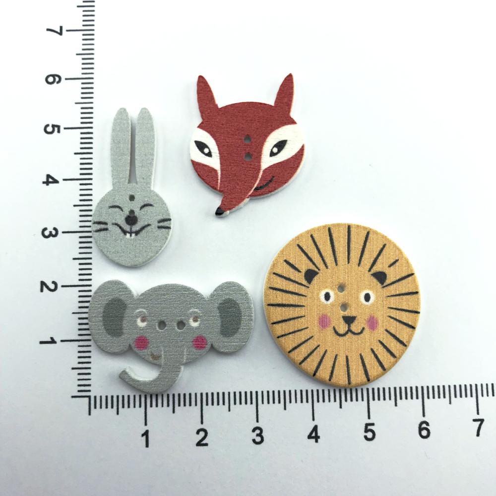 10 Botones de Madera Animales de la Selva - Botones - Altorrelieve Diseño
