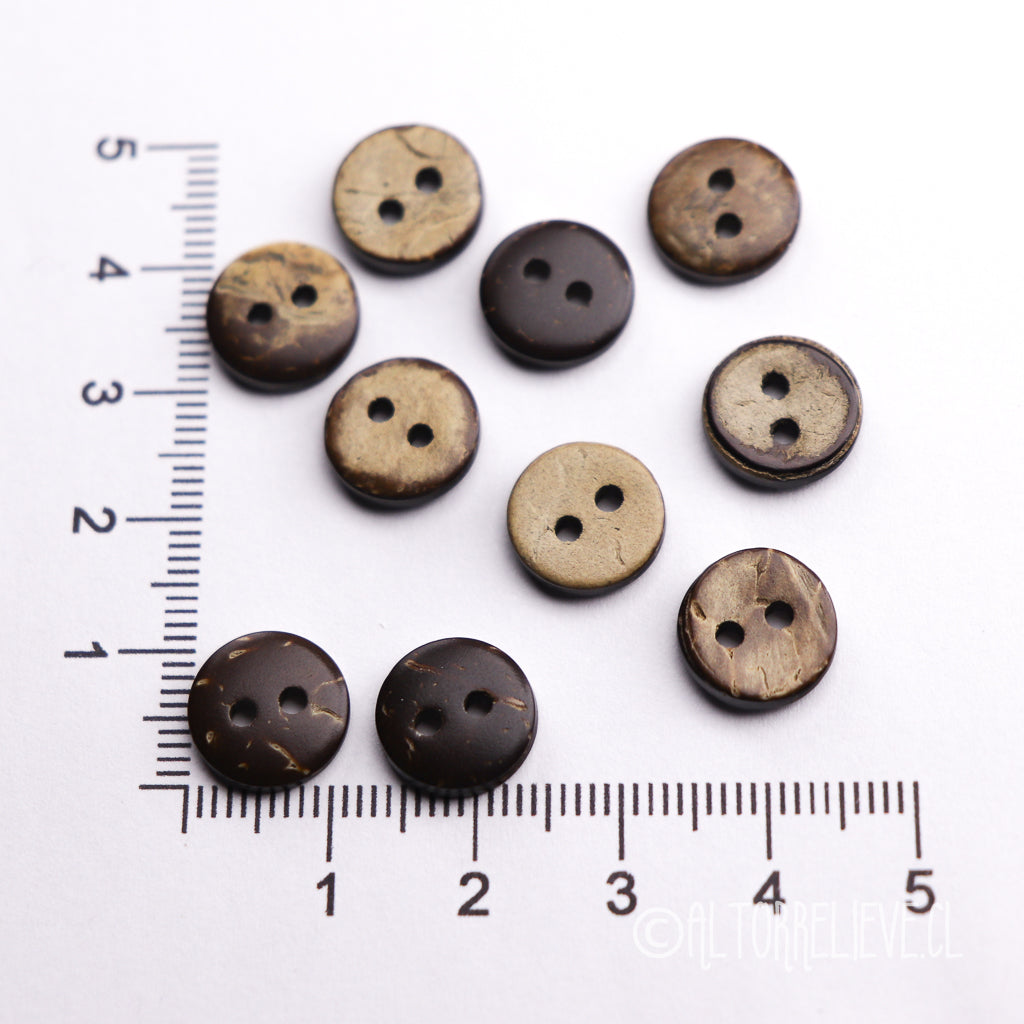 10 Botones de Coco Circular 11mm