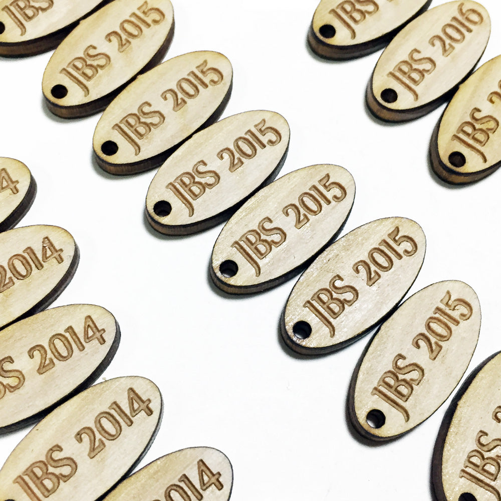 100 Etiquetas Madera Ovalada - Una Perforación - Etiquetas Madera - Altorrelieve Diseño